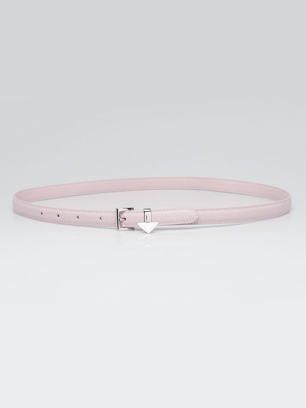 Prada Pink Saffiano Leather Logo Charm Belt Size 90