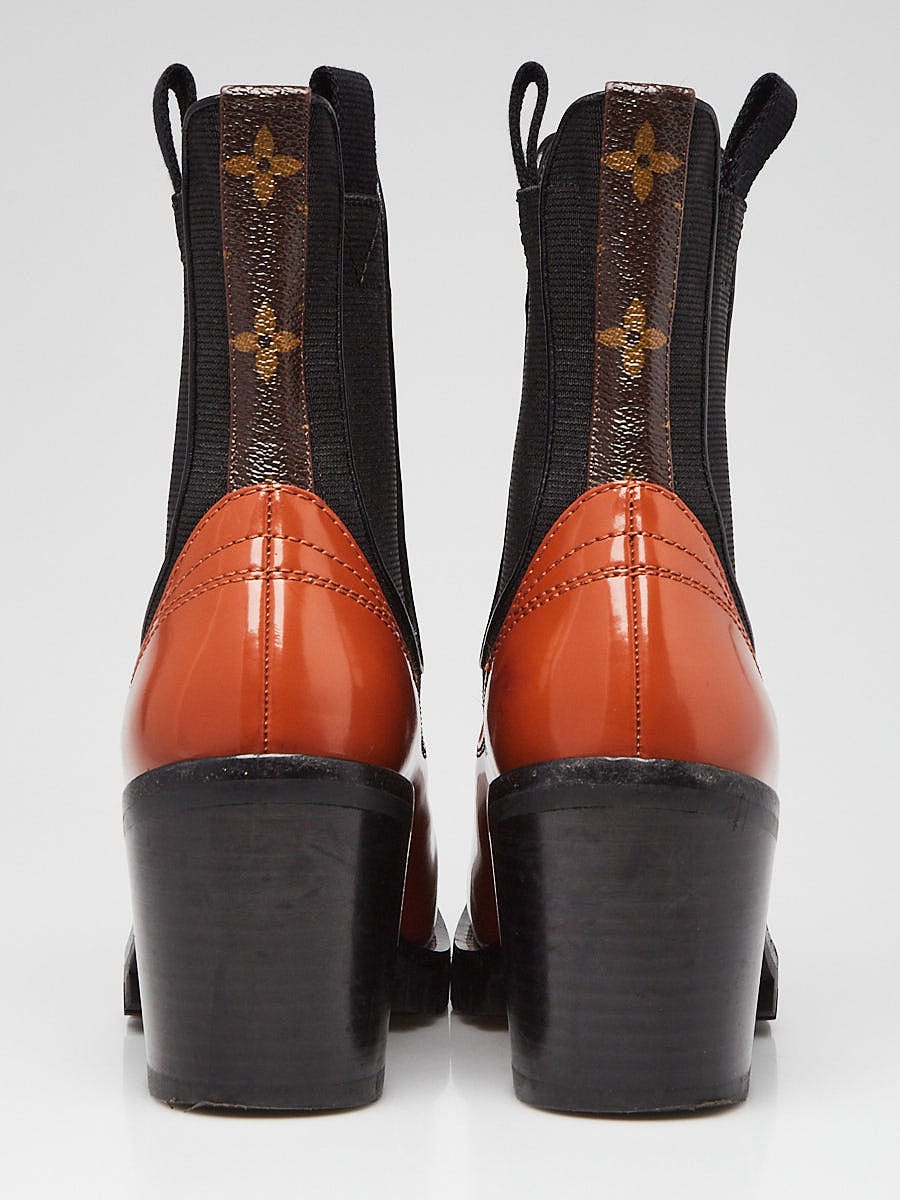 Louis Vuitton Cognac Leather and Monogram Canvas Limitless Ankle