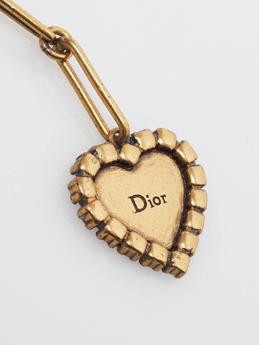 Christian Dior Goldtone Metal Crystal J'adior Heart Drop
