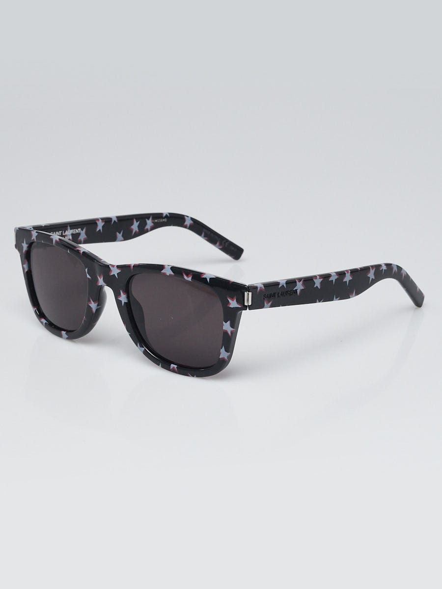 Yves Saint Laurent Black Acetate Star Print Sunglasses SL51