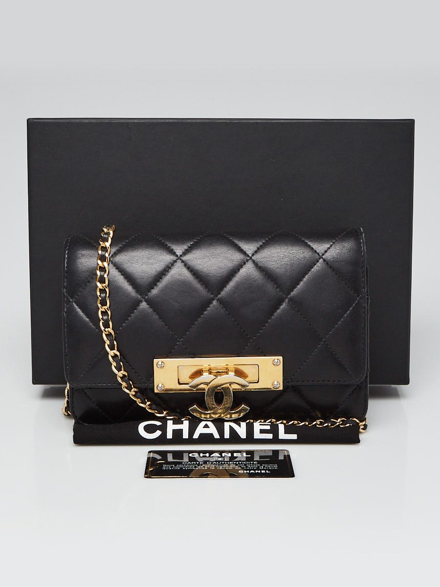Chanel Black Quilted Lambskin Leather Golden Class WOC Clutch Bag - Yoogi's  Closet