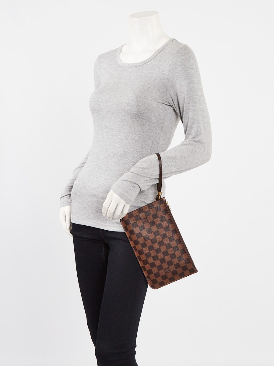 Louis Vuitton Damier Ebene Canvas Neverfull Pochette Zippered Clutch Bag -  Yoogi's Closet