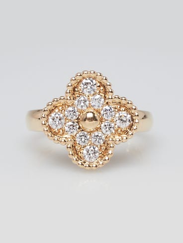 Van Cleef Arpels 18k Yellow Gold and Diamond Vintage Alhambra