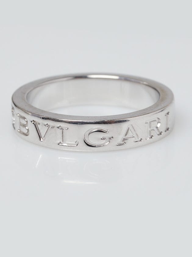 Bvlgari 18k White Gold and Diamond Signature Ring Size 5.5