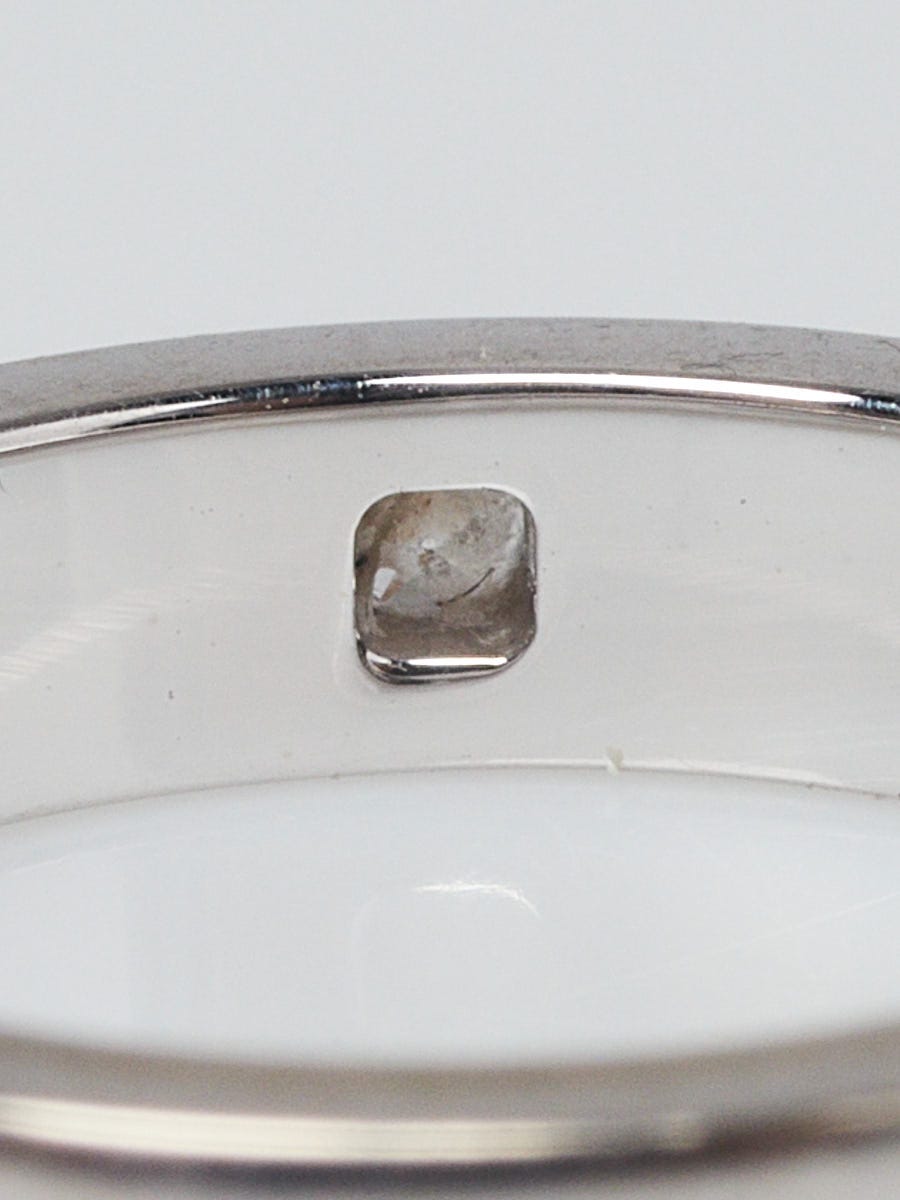 Bvlgari 18k White Gold and Diamond Signature Ring Size 5.5