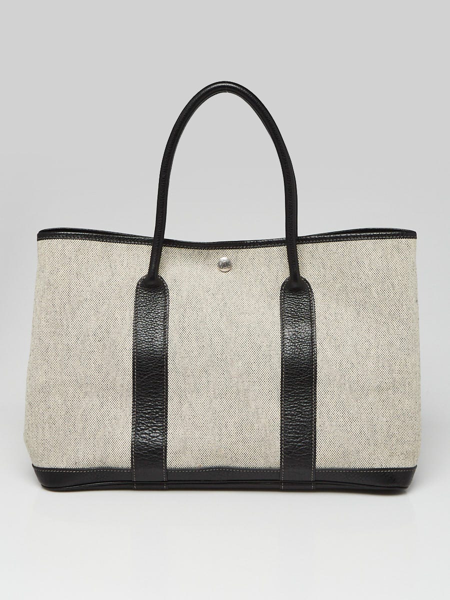 Hermes Black/Grey Canvas Garden Party 36 Tote Bag, Designer Brand, Authentic  Hermes
