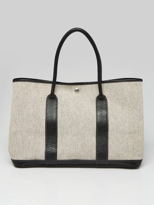 Grey/Black Canvas Buffalo Leather Garden Party 36 Bag
