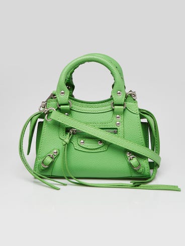 Balenciaga Green Leather Neo Classic Nano City Bag
