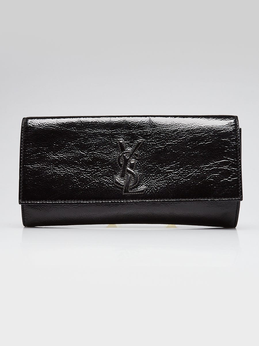 Small black patent clutch bag top