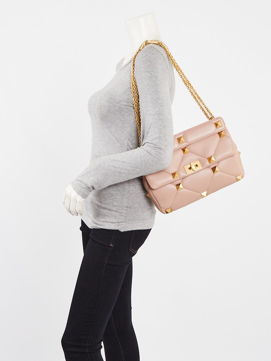 Large Roman Stud Leather Shoulder Bag
