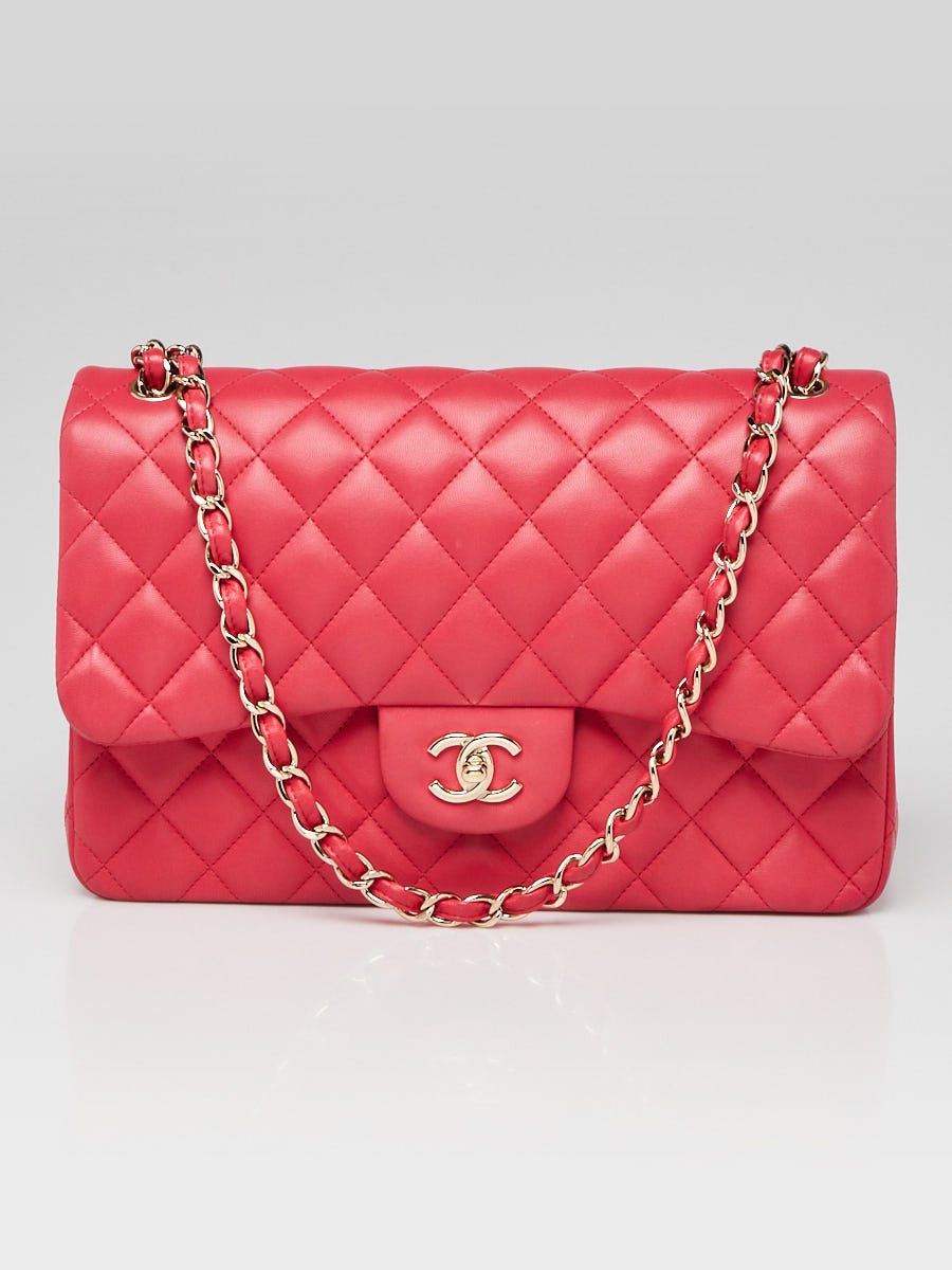 Chanel Pink Quilted Lambskin Leather Classic Jumbo Double Flap Bag -  Yoogi's Closet