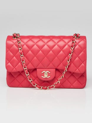 Pink Quilted Lambskin Leather Classic Jumbo Double Flap Bag
