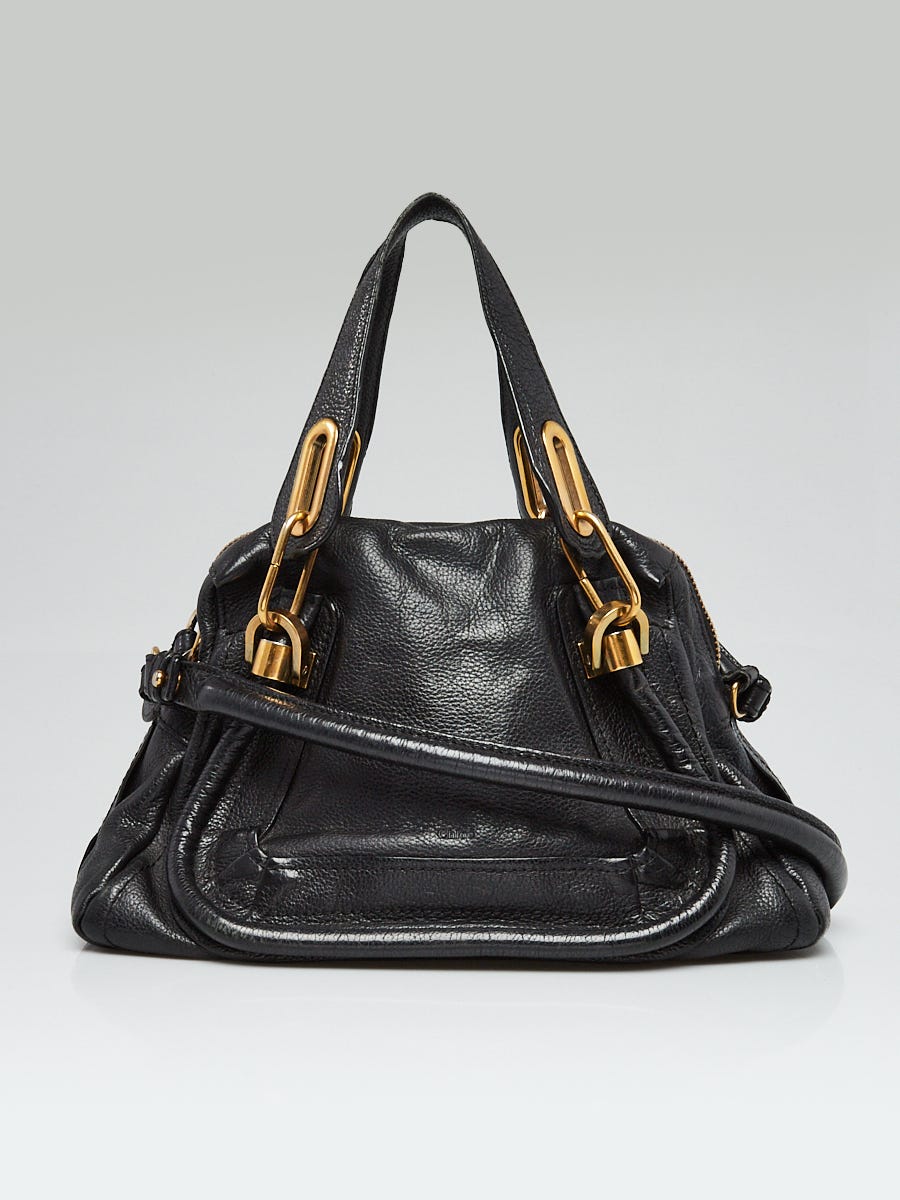 Chloe Black Pebbled Leather Small Paraty Bag Yoogi s Closet