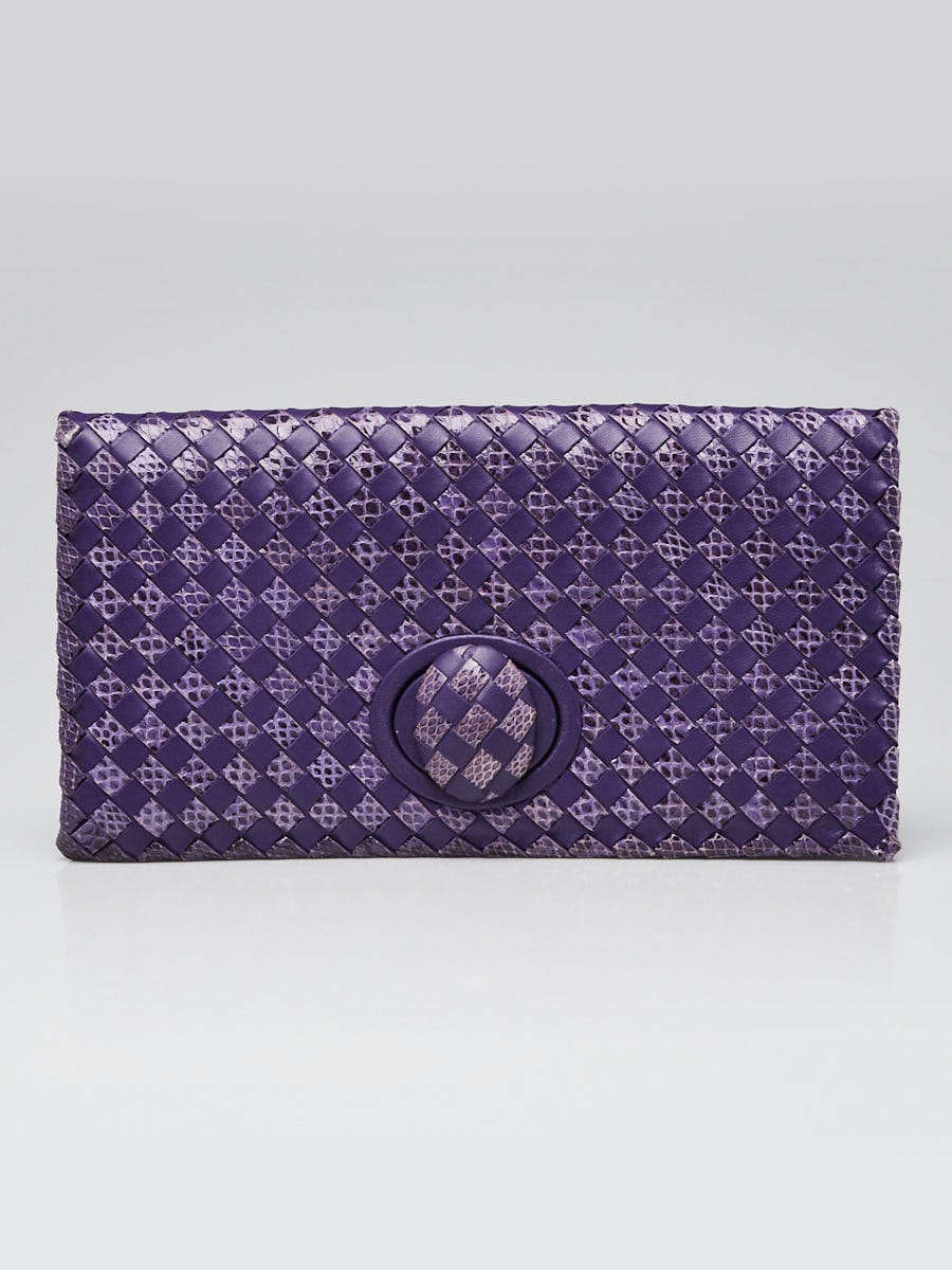 Bottega Veneta Purple Intrecciato Woven Leather and Snakeskin