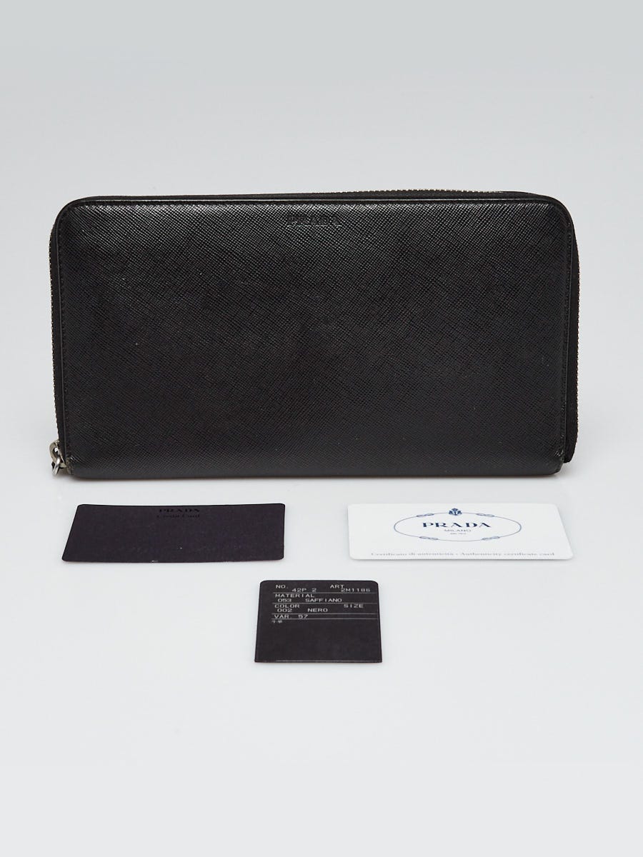 Prada Black Saffiano Leather Zippy Organizer Wallet 2M1188 Yoogi s Closet
