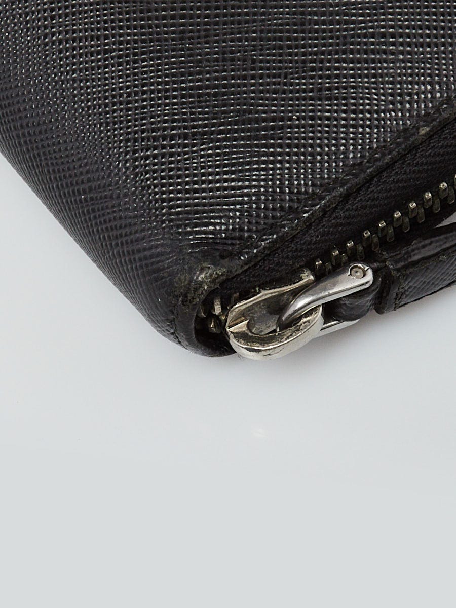 Prada Black Saffiano Leather Zippy Organizer Wallet 2M1188