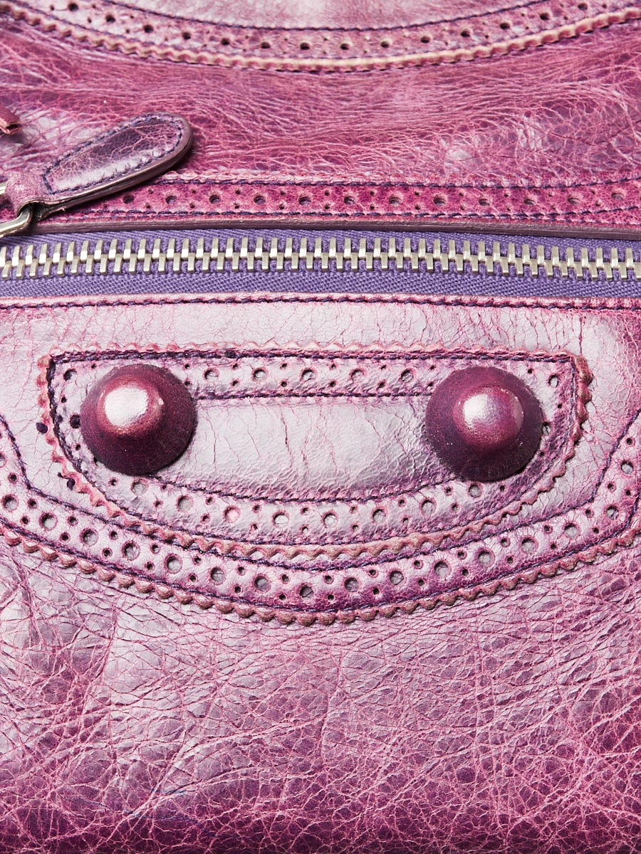 Balenciaga Purple Leather Giant Brogues Covered Motorcycle City