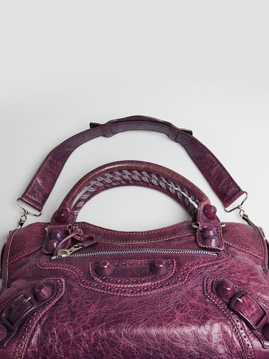 Balenciaga Purple Leather Giant Brogues Covered Motorcycle City