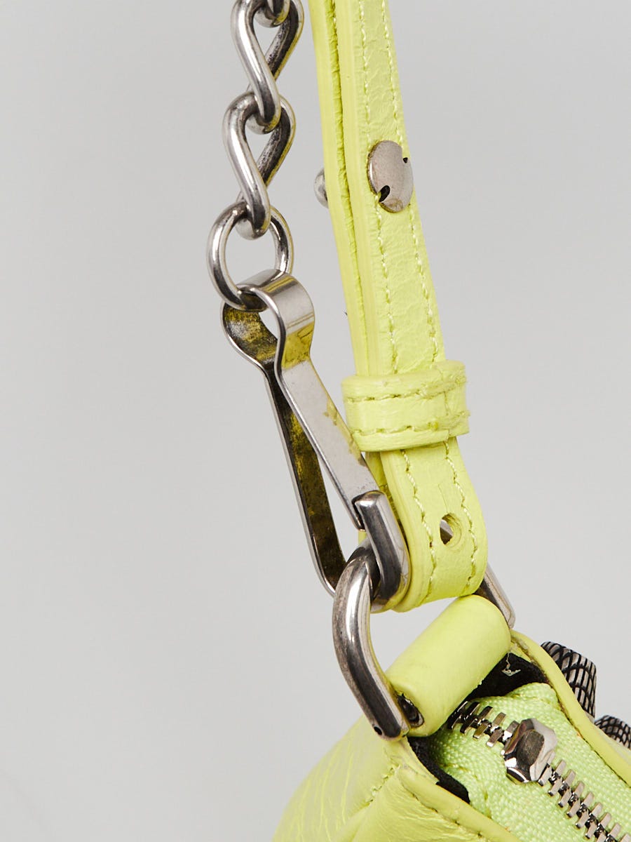Balenciaga Neon Yellow Lambskin Leather Le Cagole Mini Crossbody