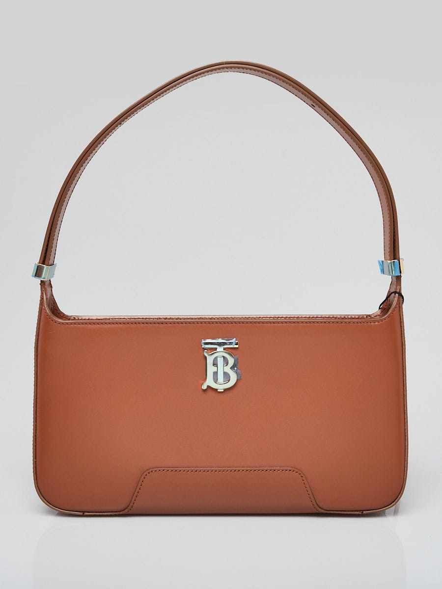 Burberry Warm Tan Leather TB Monogram Medium Shoulder Bag Yoogi s Closet