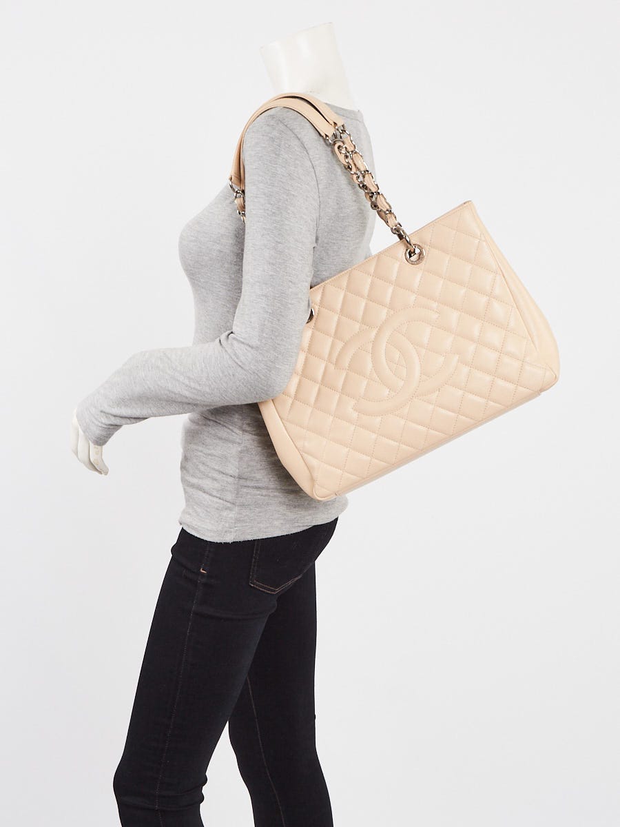 Chanel Beige Clair Quilted Caviar Leather Grand Shopping Tote Bag - Yoogi's  Closet