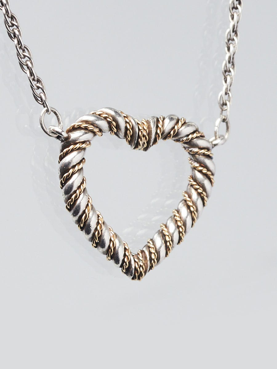 Tiffany & Co. 18k Gold and Sterling Silver Twisted Heart Necklace | Yoogi's  Closet