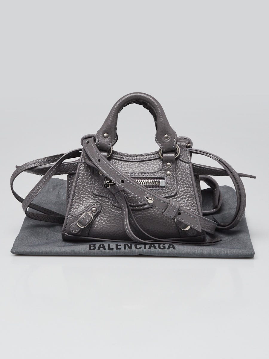 Balenciaga Grey Leather Neo Super Nano City Bag | Yoogi's Closet