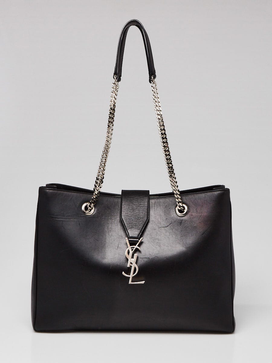 saint laurent black leather tote bag