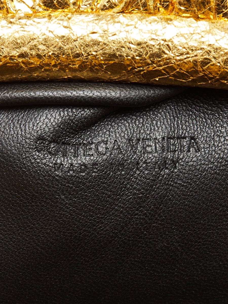 Bottega Veneta Gold Metallic Intrecciato Woven Crinkle