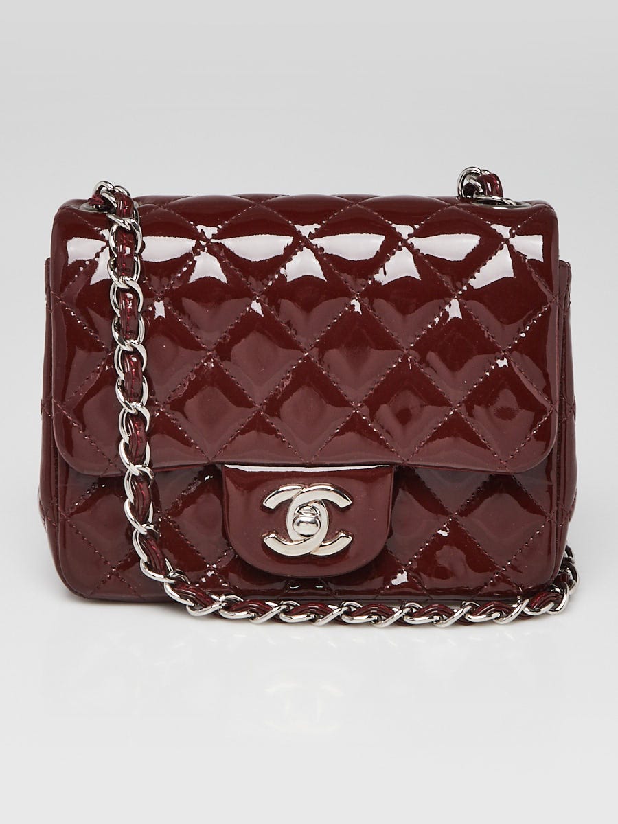 Chanel Red Quilted Patent Leather Classic Square Mini Flap Bag