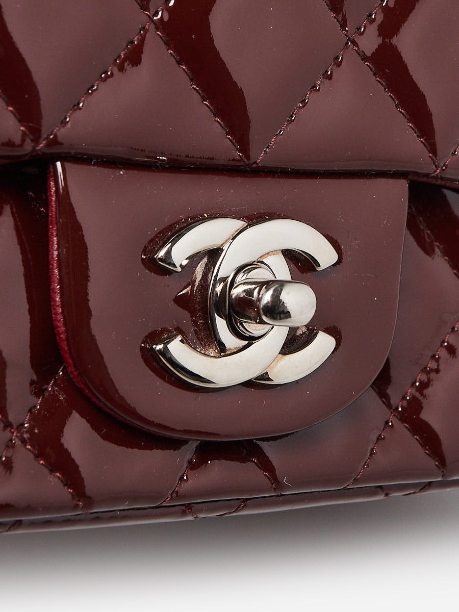Chanel Rouge Fonce Quilted Patent Leather Classic Square