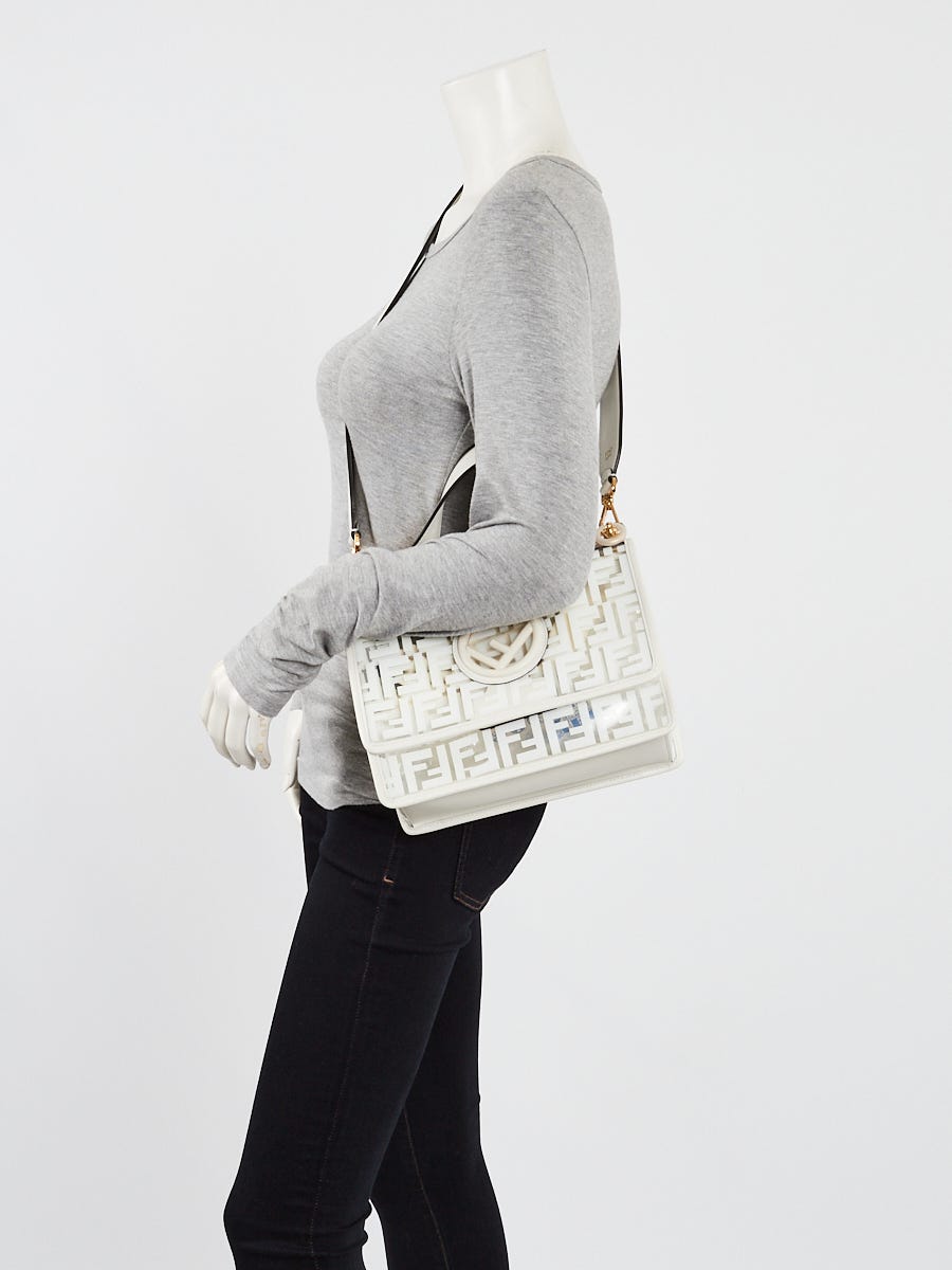 Fendi White Clear Zucca PVC and Leather Kan I Logo Medium Crossbody Bag Yoogi s Closet
