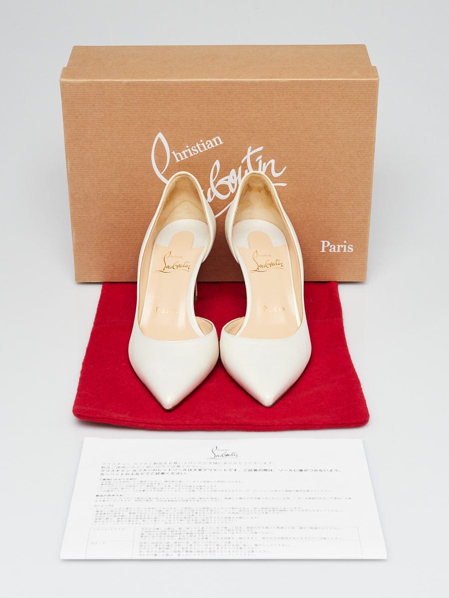 Christian Louboutin Snow White Leather Iriza 70 Pumps Size