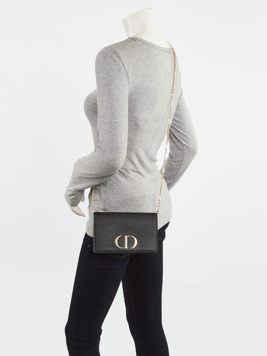 Christian Dior Black Grained Leather 2-1 30 Montaigne Pouch Bag