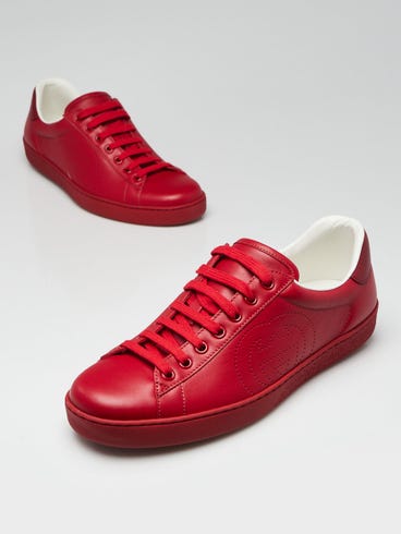 Gucci Red Leather Perforated GG Ace Sneaker Men's Size 7