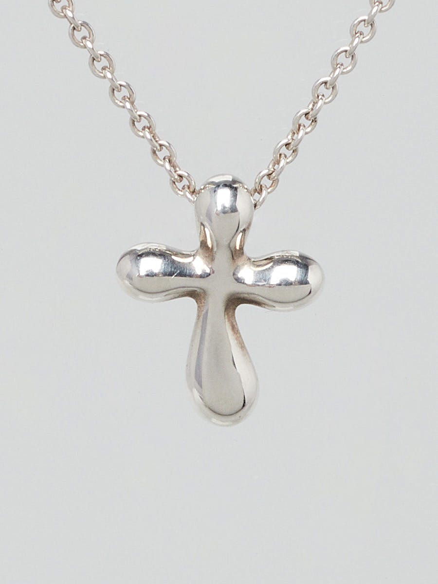 Tiffany mini shop cross necklace