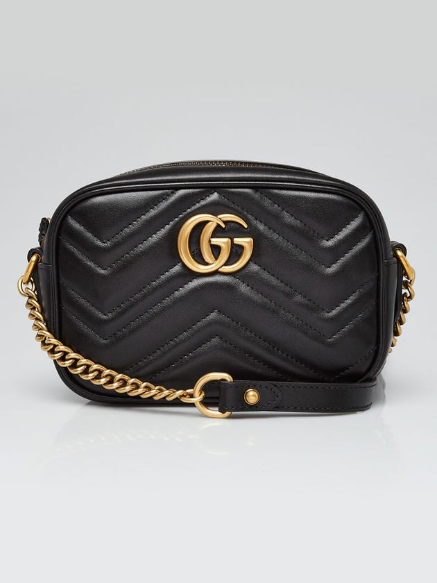 Gucci Black Quilted Leather Mini Marmont Camera Bag