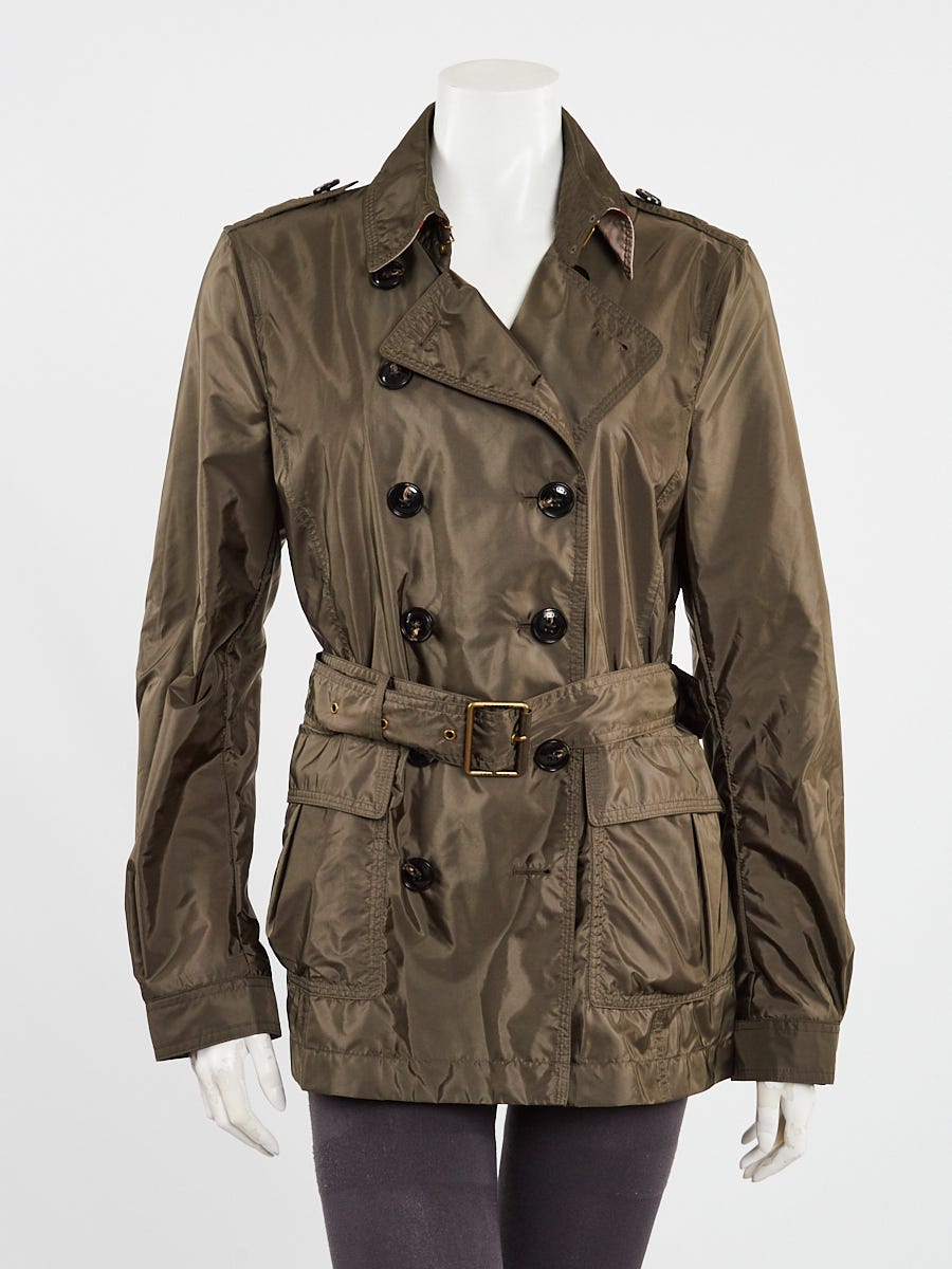 Burberry Brit★素敵!Military Green Nylon Belted Rain Jacket Burberry Military Green Nylon Peasdale Trench Coat Size 10