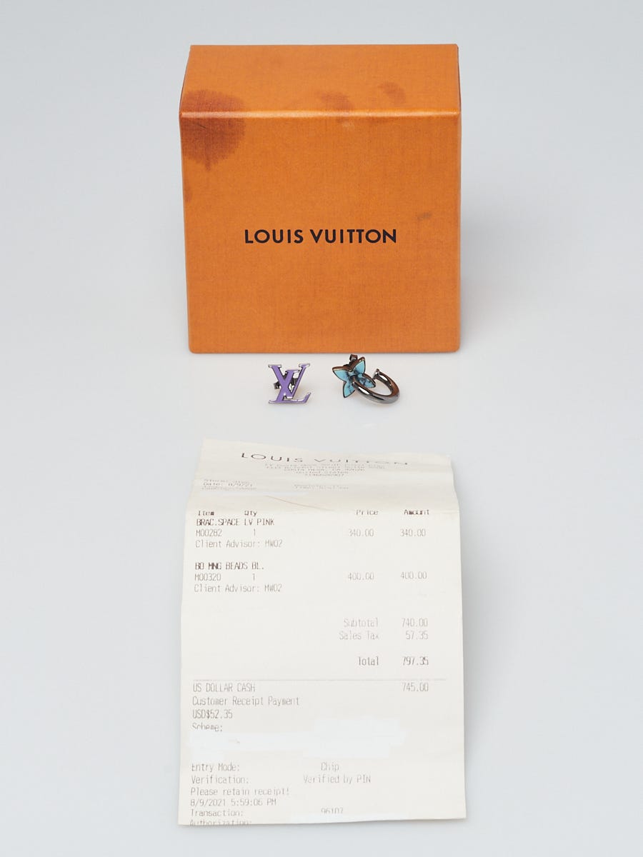 Louis Vuitton Dark Grey Metal and Enamel Monogram Beads Earrings