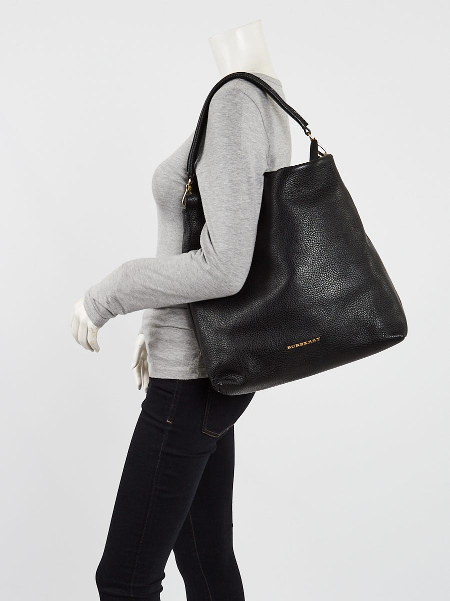 Burberry Black Grainy Leather Cale Medium Hobo Bag Yoogi s Closet