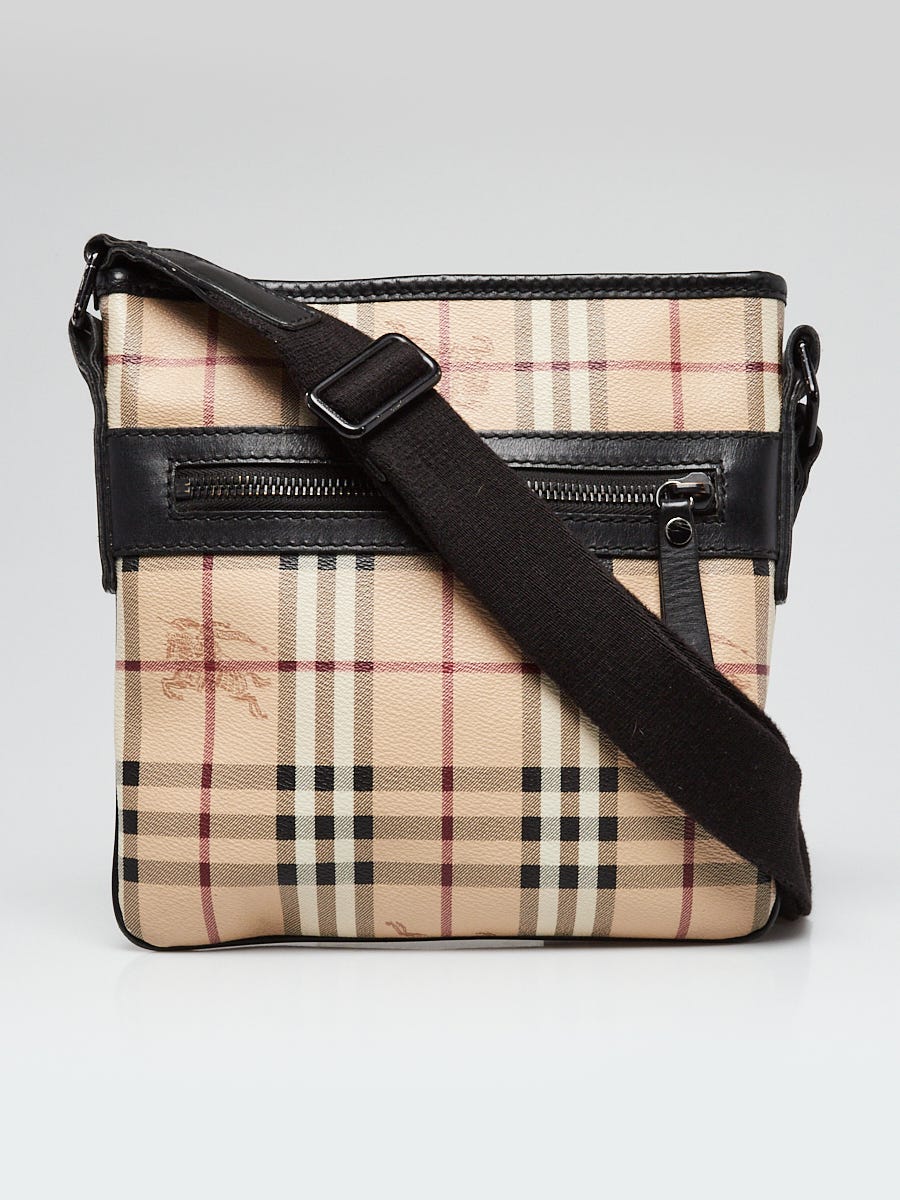 Burberry Shoulder Bag in Classic Check Coated Canvas and Black Leather Trim in Very Good Vintage Condition