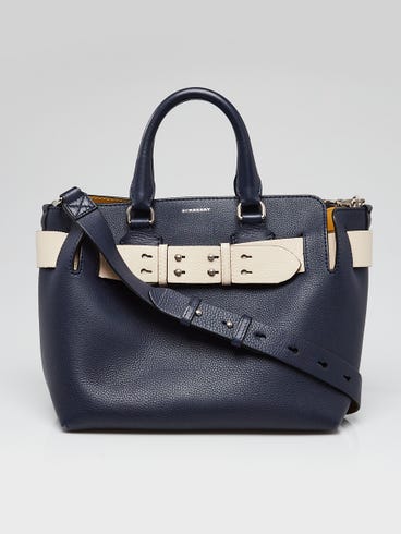 Burberry Blue/Beige Pebbled Leather Small Belt Bag