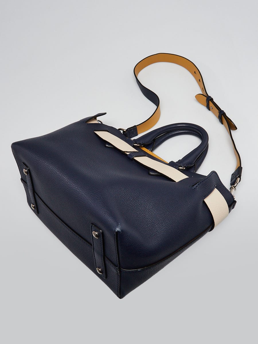 Burberry Blue/Beige Pebbled Leather Small Belt Bag