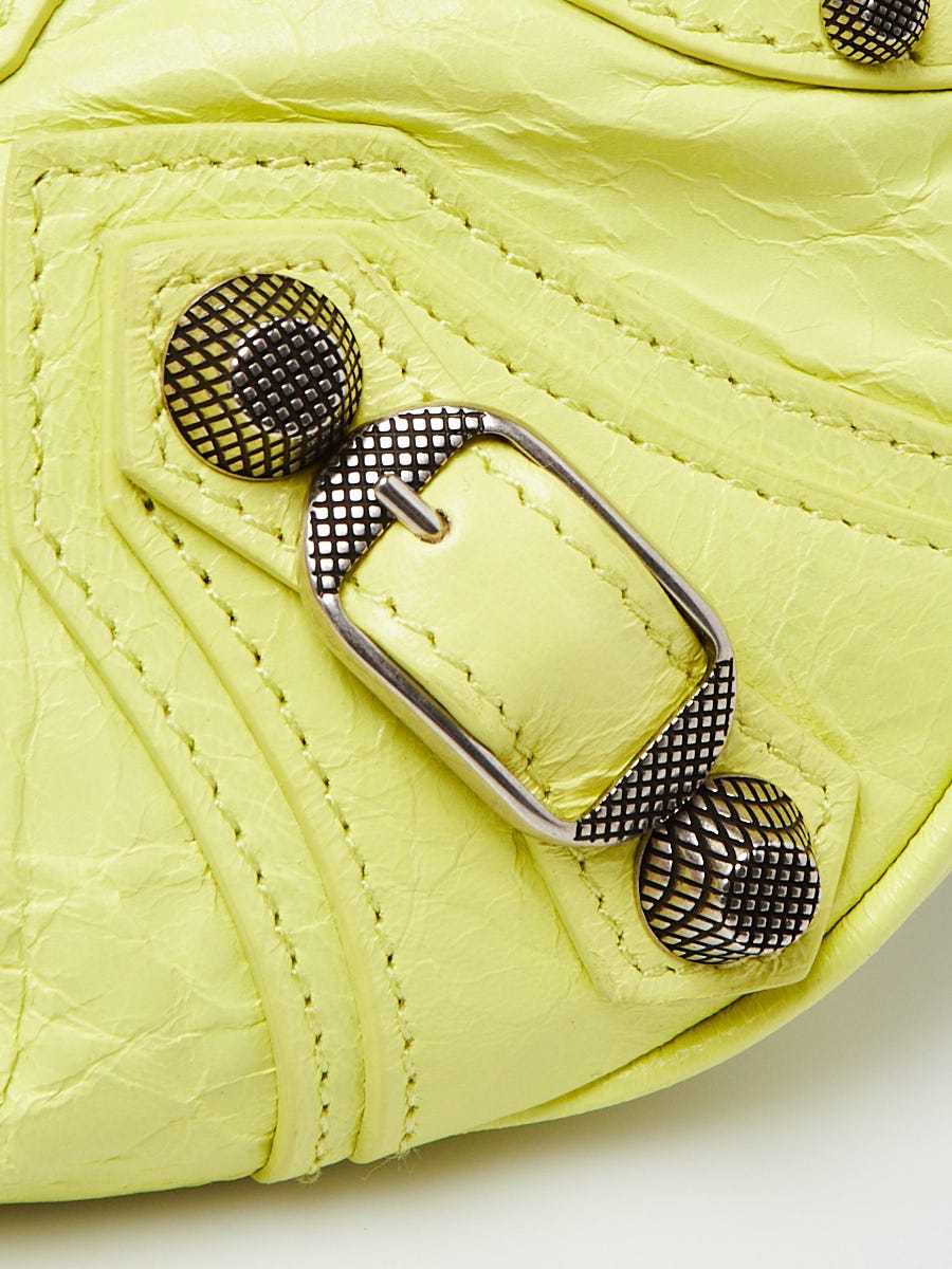 Balenciaga Neon Yellow Lambskin Leather Le Cagole Mini Crossbody