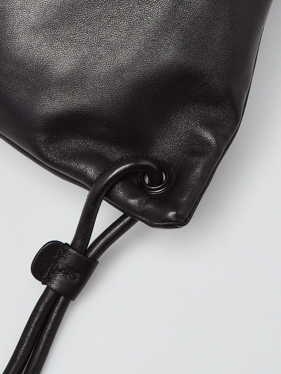 Yves Saint Laurent Black Leather Teddy Drawstring Backpack Bag