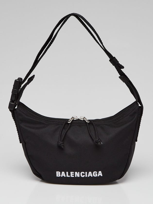 Balenciaga Black Nylon Wheel Shoulder Sling Bag