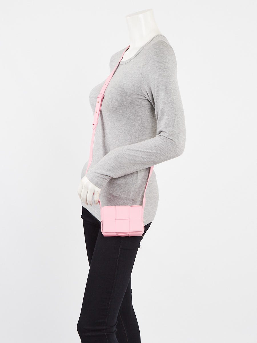 Bottega Veneta Pink Leather Maxi Weave Candy Cassette