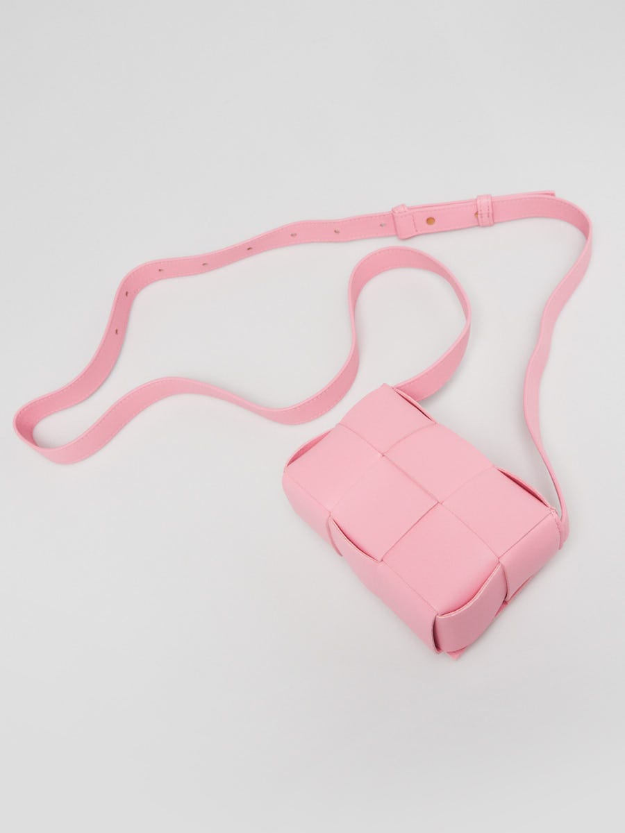 Bottega Veneta Pink Leather Maxi Weave Candy Cassette