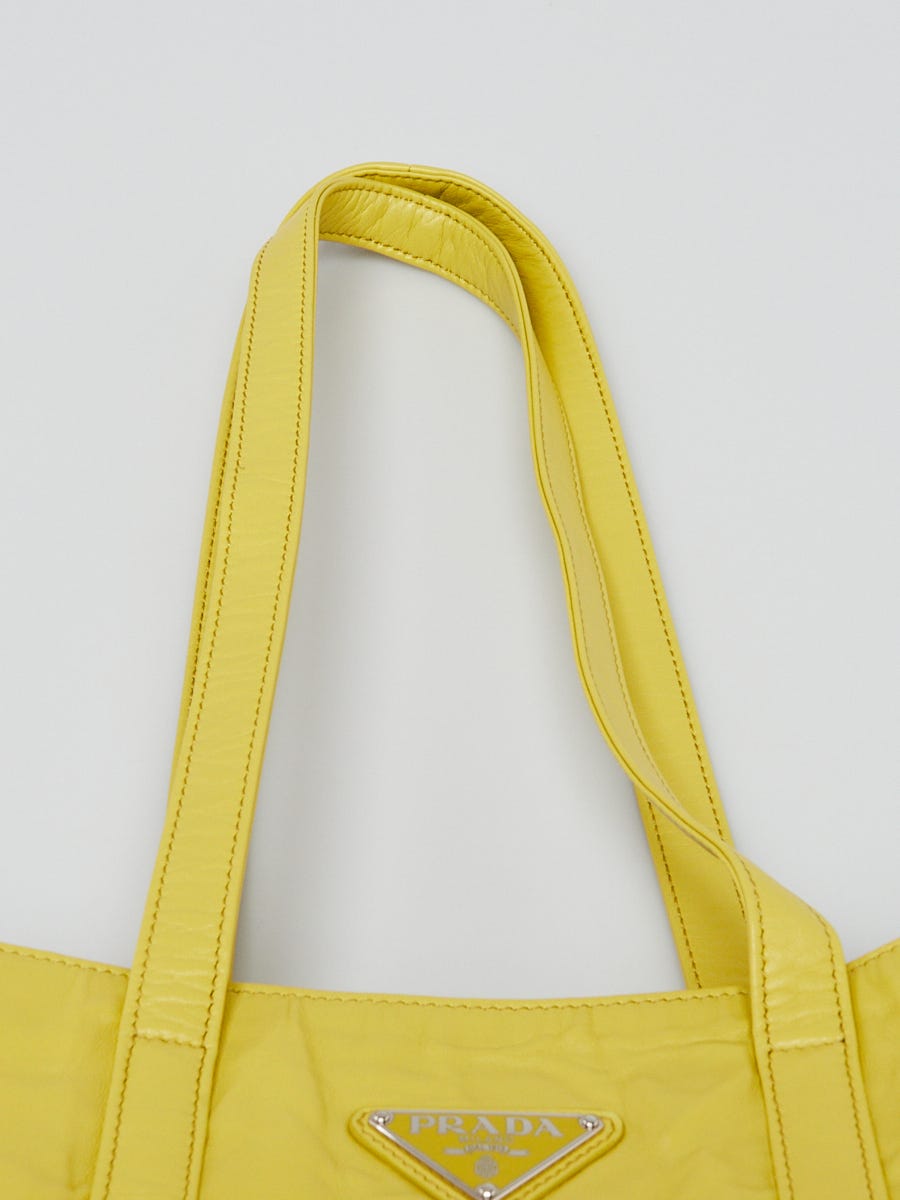 PRADA: bag in nappa leather - Yellow  Prada tote bags 1BG408 2DX8 online  at