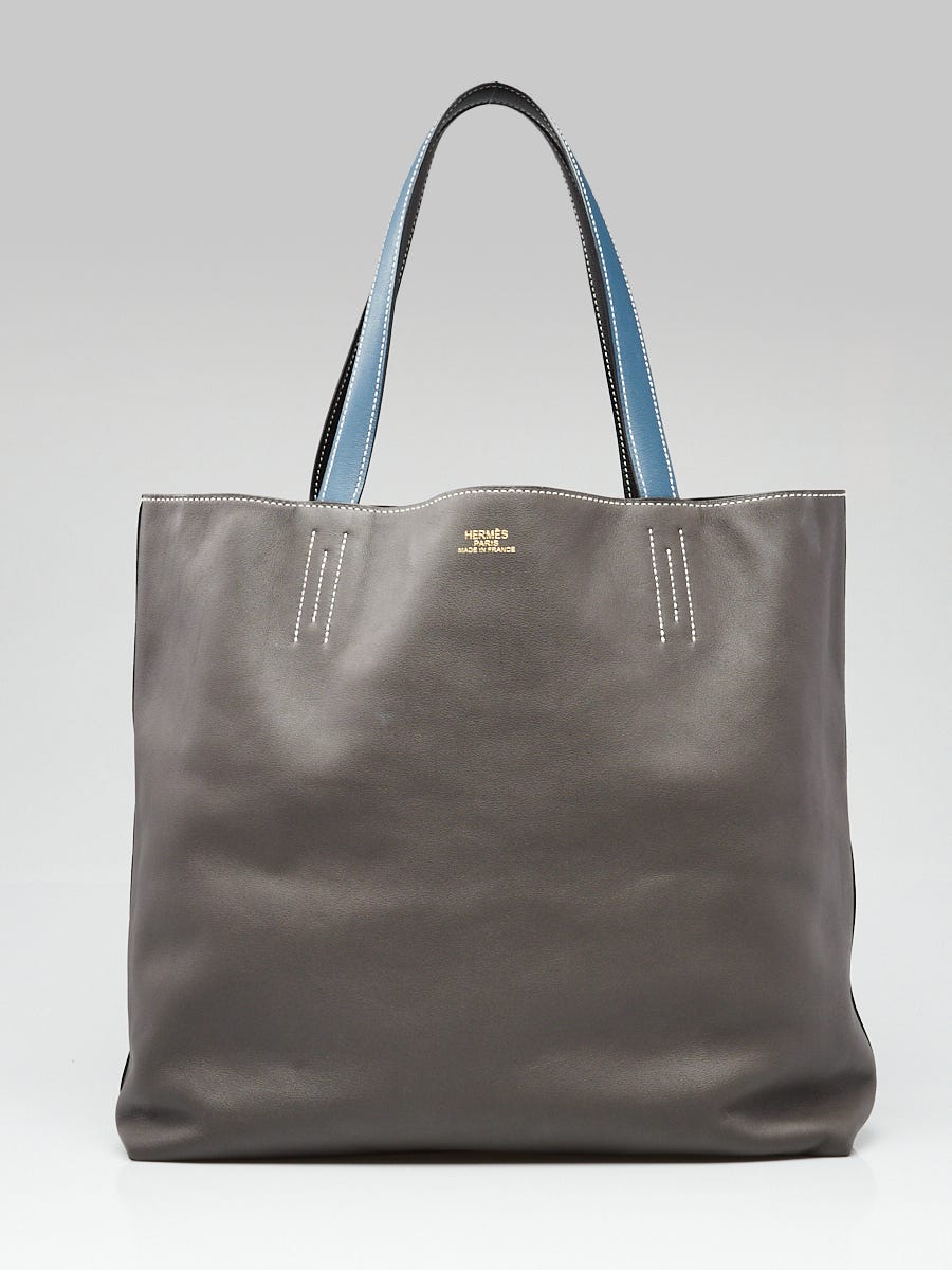 Hermes 36cm Graphite/Blue Thalassa/Black Sikkim Leather Double